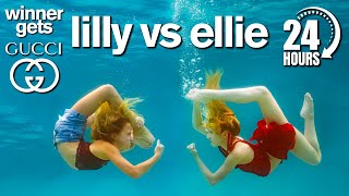 Lilly vs Ellie 24 Hour Underwater Photo Challenge Winner Gets GUCCI [upl. by Alleris]