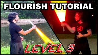 Lightsaber flourishing tutorial  Spin and REVERSE GRIP  Level 3 [upl. by Sucramat]