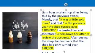 How to apply misrepresentation Liam cupcake scenario [upl. by Ormiston]