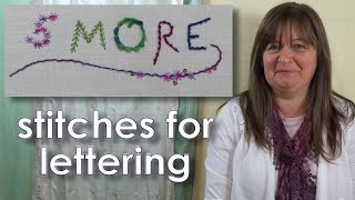 FIVE MORE stitches for lettering in hand embroidery FULL VERSION  How to embroider letters by hand [upl. by Eilah]