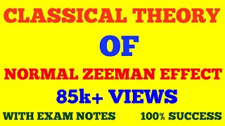 CLASSICAL THEORY OF NORMAL ZEEMAN EFFECT  EXPLANATION OF NORMAL ZEEMAN EFFECT  WITH EXAM NOTES [upl. by Goldfarb]