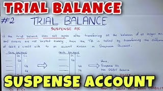 Trial Balance  Suspense Account  Class 11  BCOM  CA Foundation [upl. by Keldon]