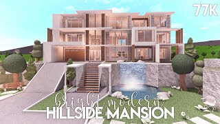 Bright Modern Hillside Mansion  Bloxburg Build [upl. by Schwab]