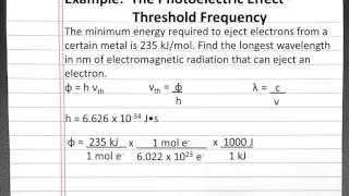 CHEMISTRY 101 Photoelectric Effect Threshold Frequency [upl. by Gavrah]