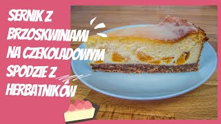 Sernik z brzoskwiniami na czekoladowym spodzie z herbatników 🍰 [upl. by Ayal]