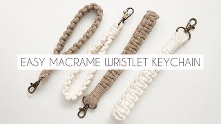 DIY MACRAME WRISTLET KEYCHAIN  EASY MACRAME TUTORIAL  MACRAME FOR BEGINNERS [upl. by Anos]