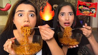 SPICY RAMEN NOODLES CHALLENGE WITH MY SISTER🌶🔥 [upl. by Esenej]