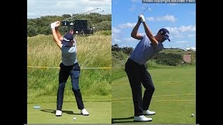 Justin Thomas golf swing  Long Iron faceon amp downtheline July 2017 [upl. by Tunk]