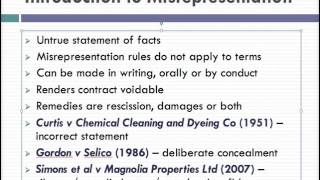 Misrepresentation Lecture 1 of 4 [upl. by Onstad]