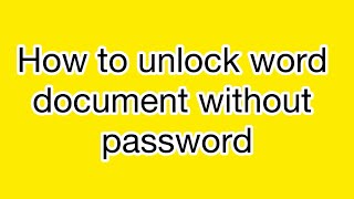 How to unlock word document without password [upl. by Butterfield802]