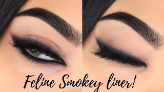 Easy SMOKEY CAT EYE tutorial using KOHL  Lakme eyeconic insta cool kajal  Arabic graphic eyeliner [upl. by Alfi]