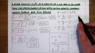 Calculating specific energy critical flow depth critical velocity and minimum specific energy [upl. by Ob]