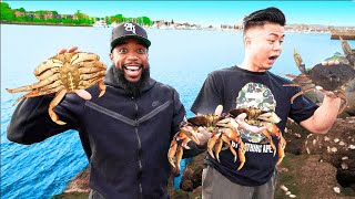 Catching amp Cooking GIANT DUNGENESS CRABS In The Ocean [upl. by Enihpesoj]