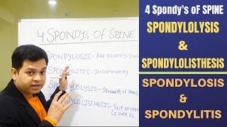 Spondylosis Spondylolisthesis Spondylitis Spondylolysis Cervical and Lumbar spondylosis [upl. by Dincolo]